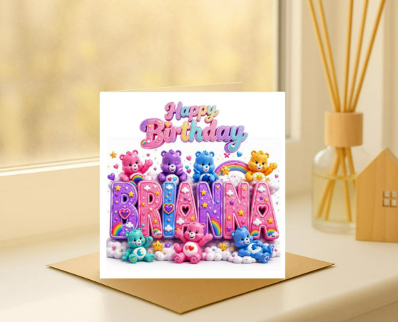 Personalized care bear name Birthday Card