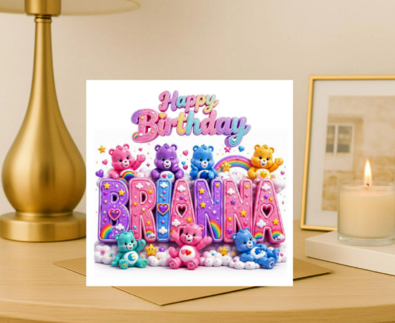 Personalized care bear name Birthday Card