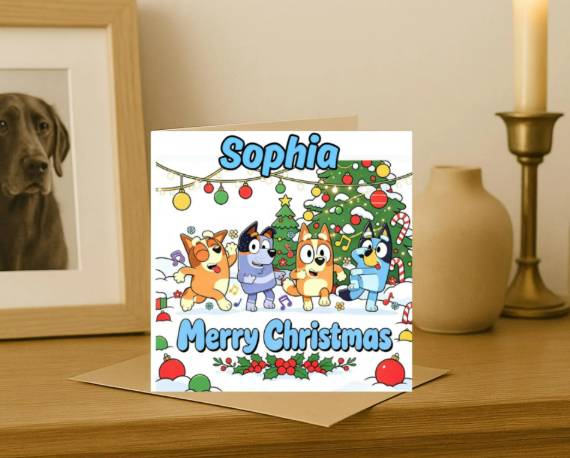 Personalized bluey christmas Card