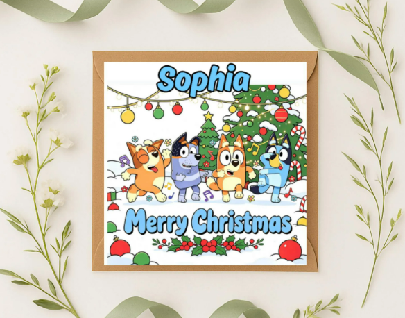 Personalized bluey christmas Card