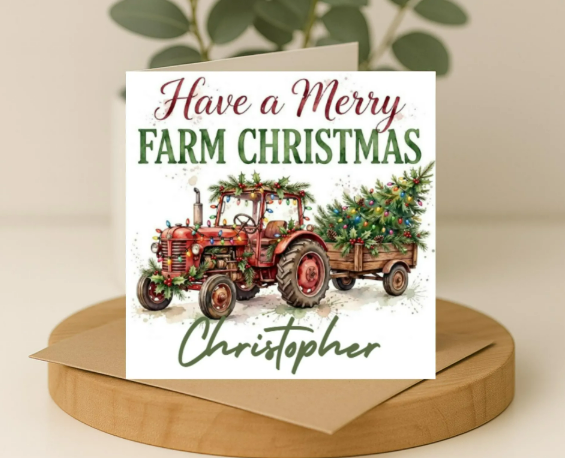 Personalized merry farm Christmas Card