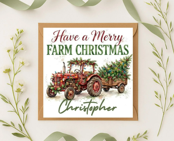 Personalized merry farm Christmas Card