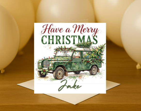 Personalized land rover Christmas Card