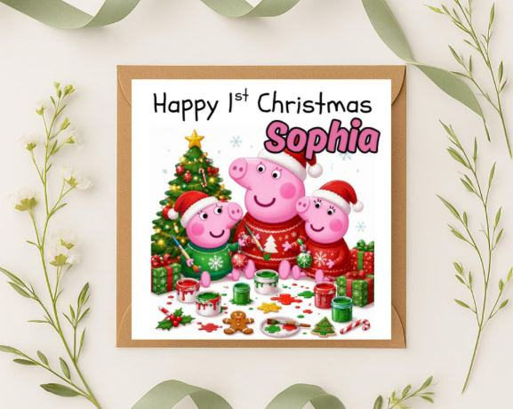 Personalized peppa pig Christmas Card