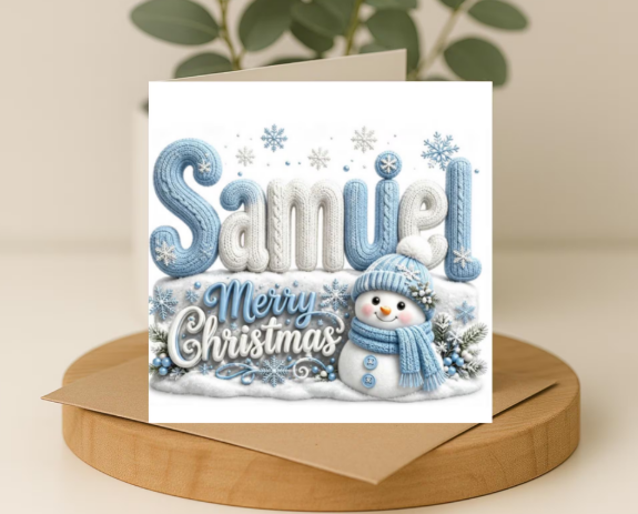 Personalized boys knitted Christmas Card