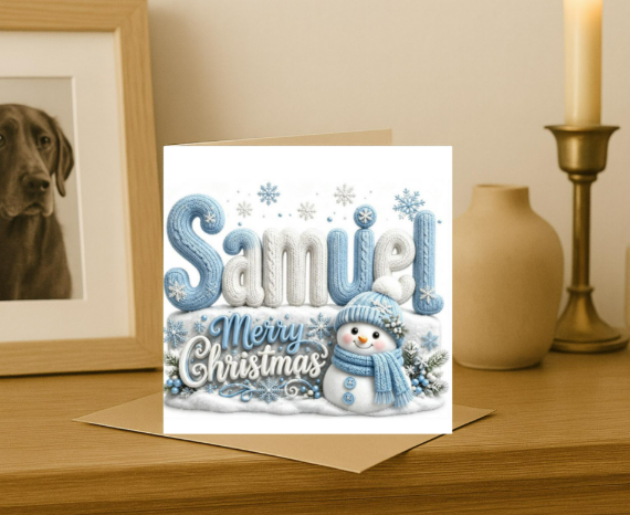 Personalized boys knitted Christmas Card