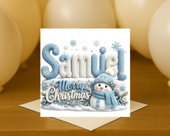 Personalized boys knitted Christmas Card