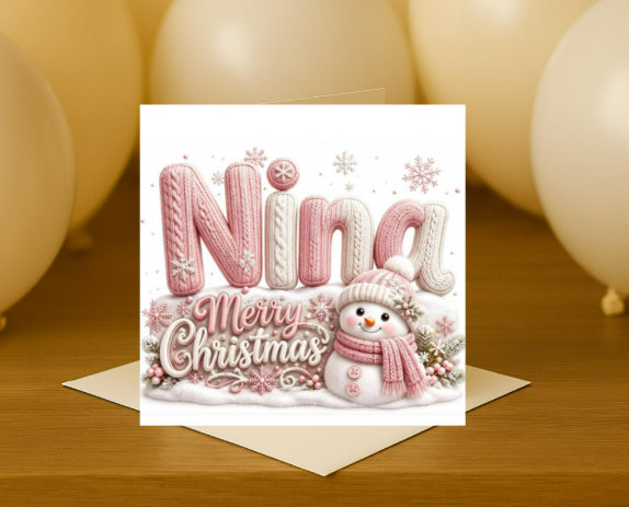 Personalized girls knitted Christmas Card