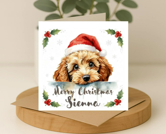 Personalized cockapoo Christmas Card