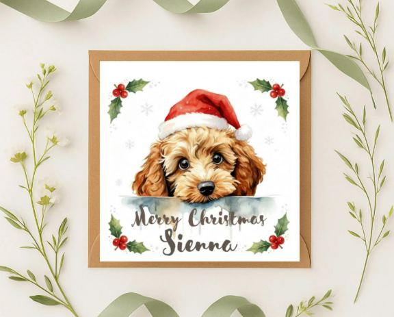 Personalized cockapoo Christmas Card