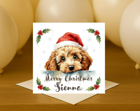 Personalized cockapoo Christmas Card