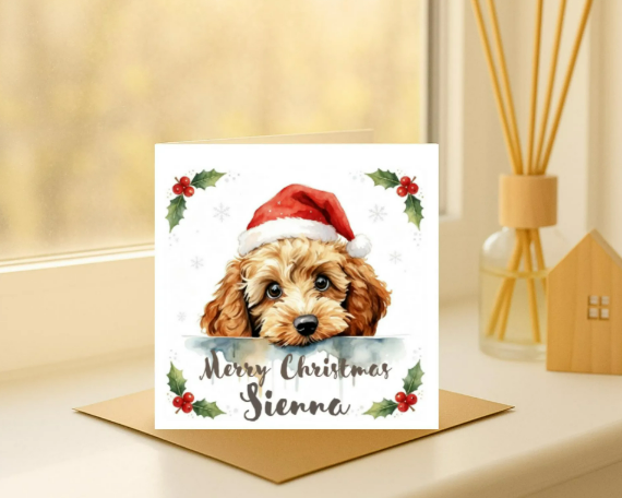 Personalized cockapoo Christmas Card