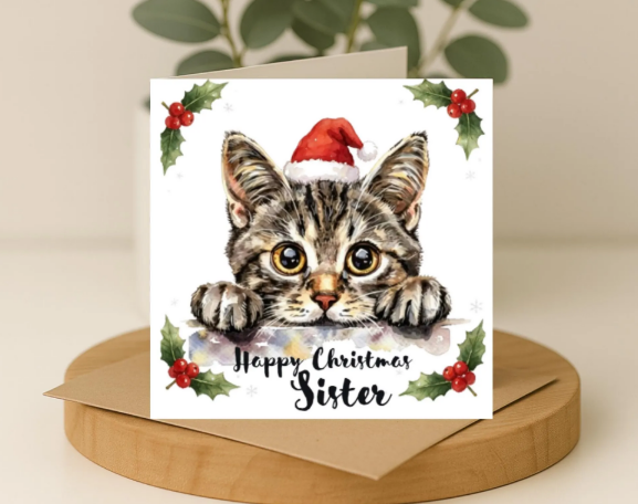 Personalized bengal cat Christmas Card