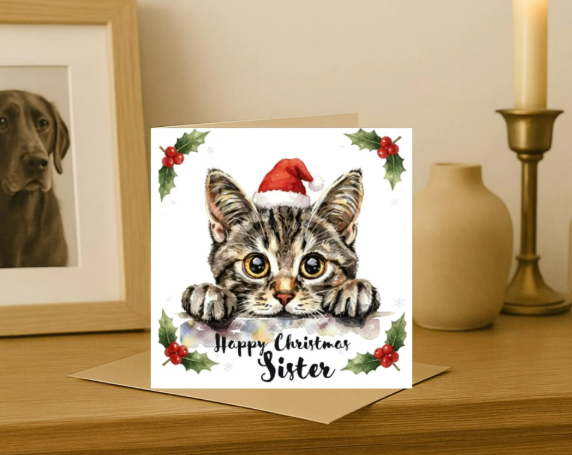 Personalized bengal cat Christmas Card