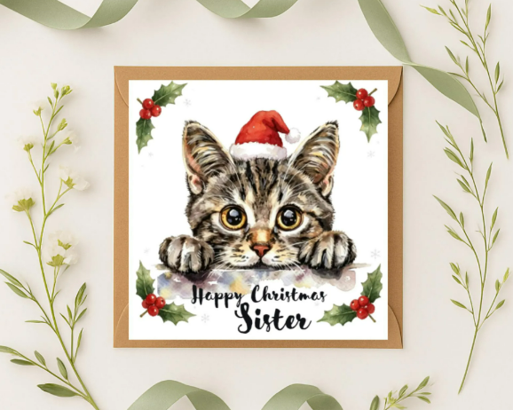 Personalized bengal cat Christmas Card
