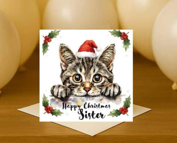 Personalized bengal cat Christmas Card