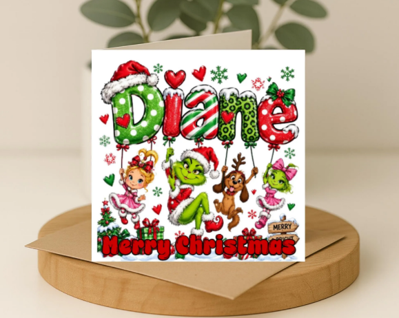 Personalized grinch Christmas Card