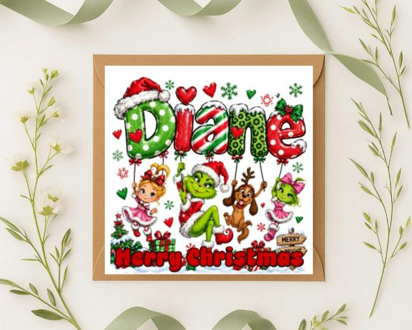 Personalized grinch Christmas Card