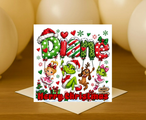 Personalized grinch Christmas Card